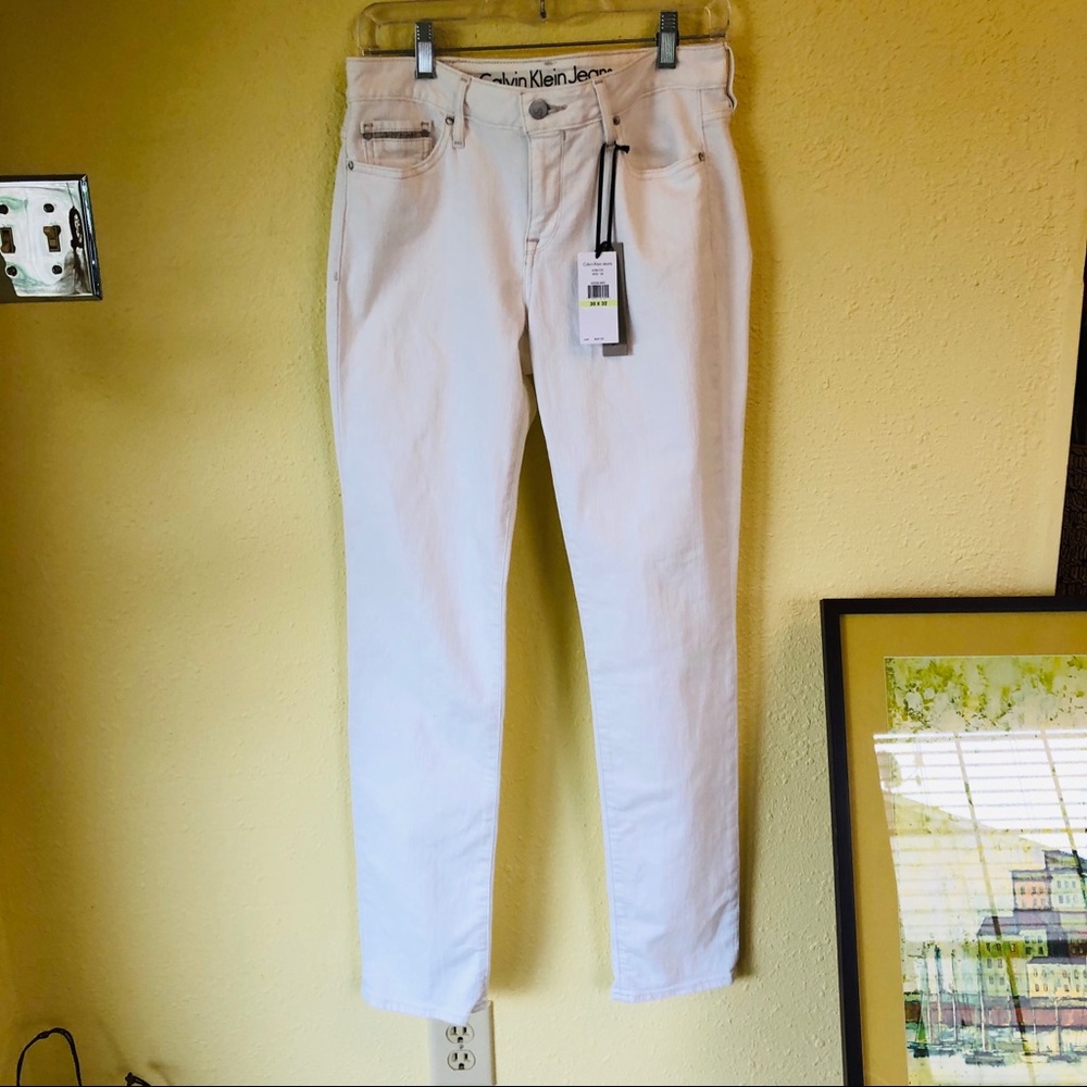 Calvin Klein White Ultimate Skinny Stretchy Jeans 30x32”